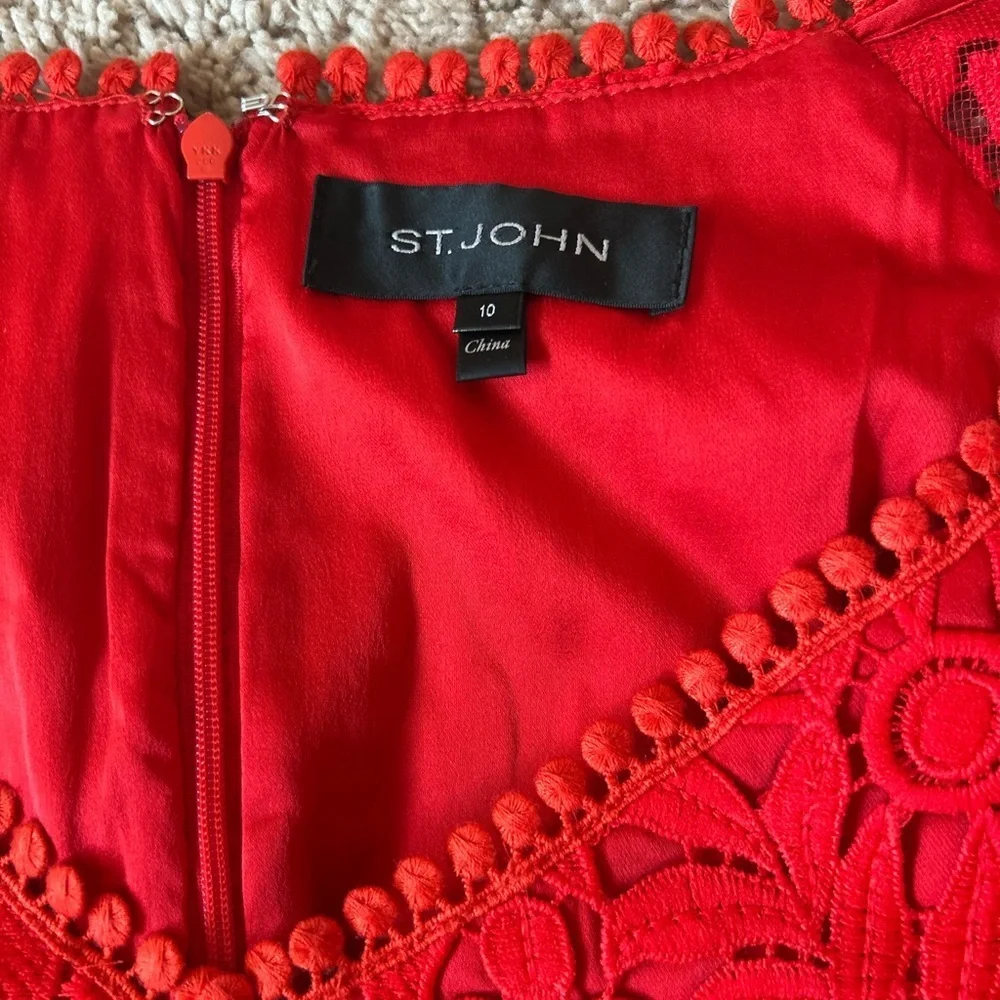 St. John Red Lace Maxi Dress